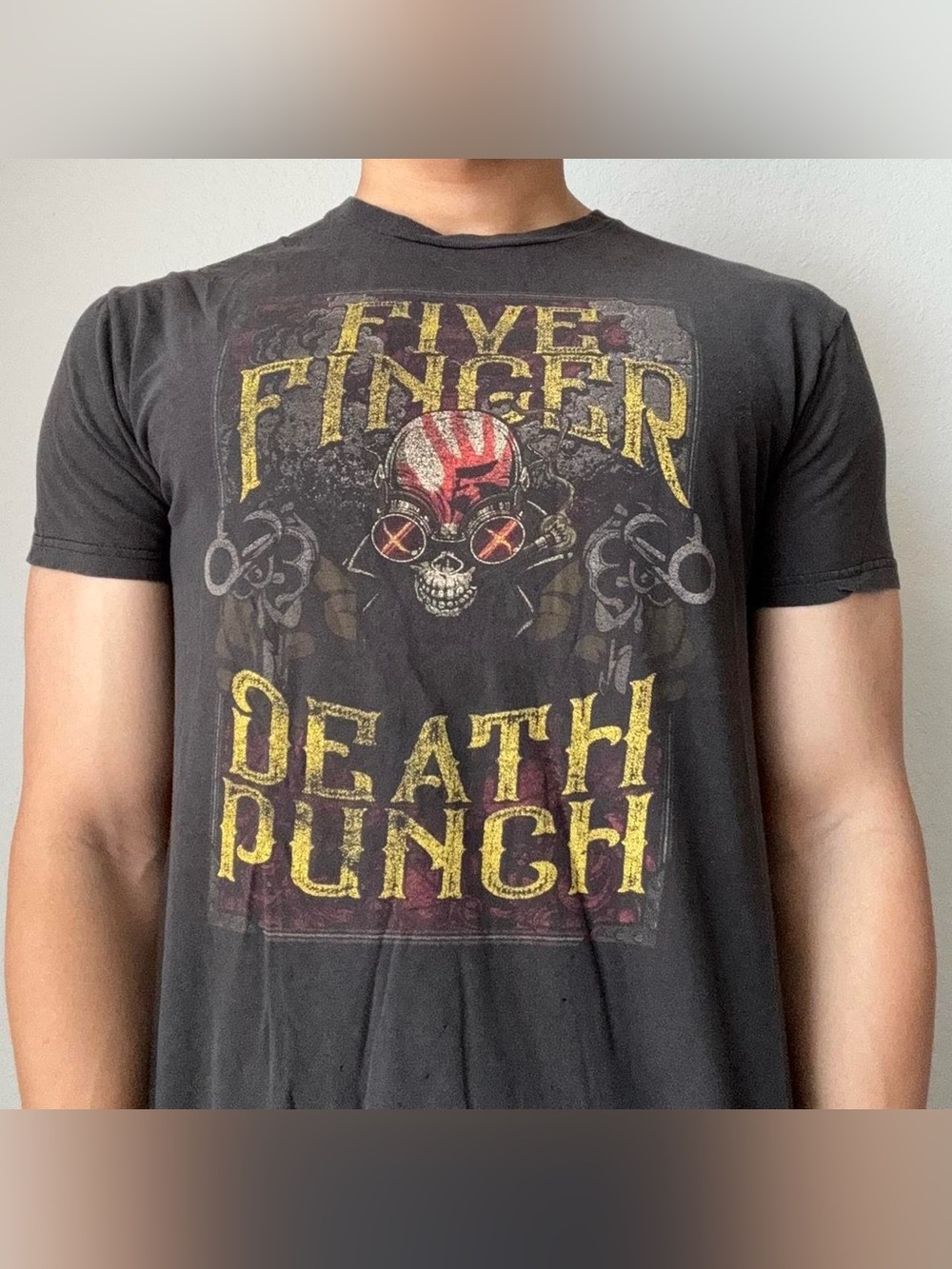 Vintage 2000s Five Finger Death Punch Tour Band Graphics Black Tee Shirt